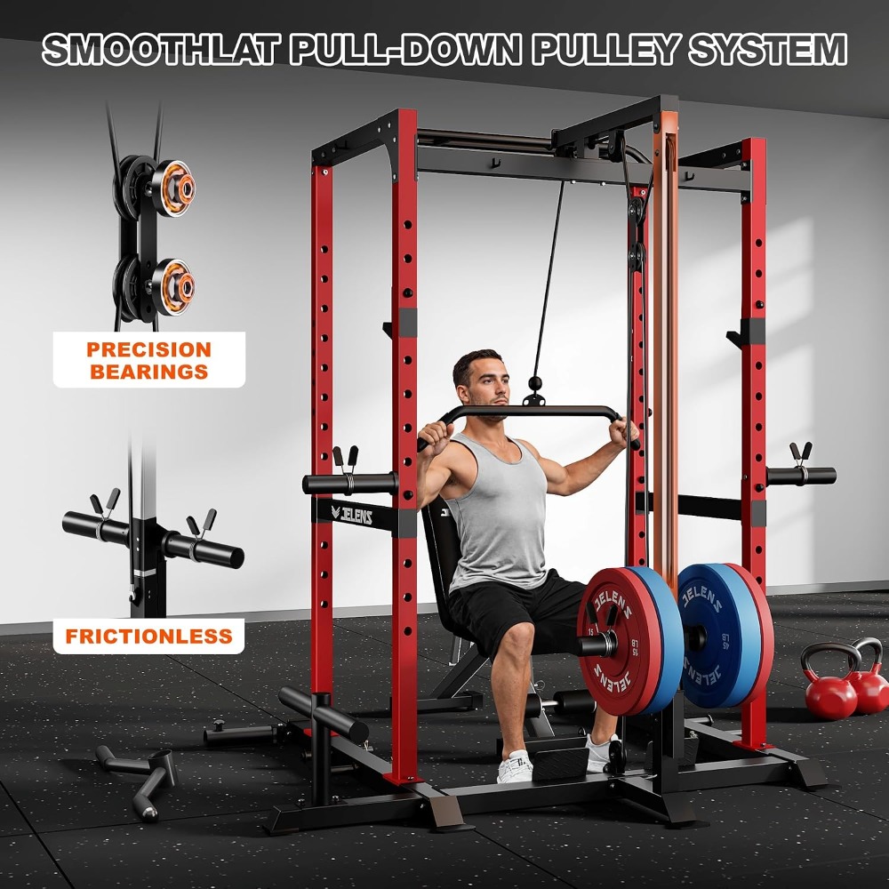 Home Gym Rack With Cables - 2000LBS Multi Function Squat Power Cage