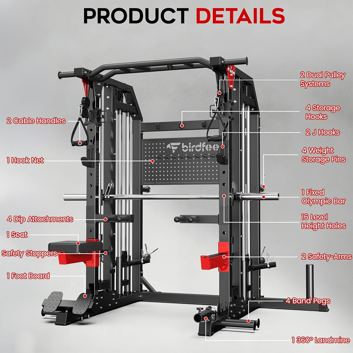 Pooboo Power Cage Multi-Functi - огляд і ціна Home Gym Rack With Cables